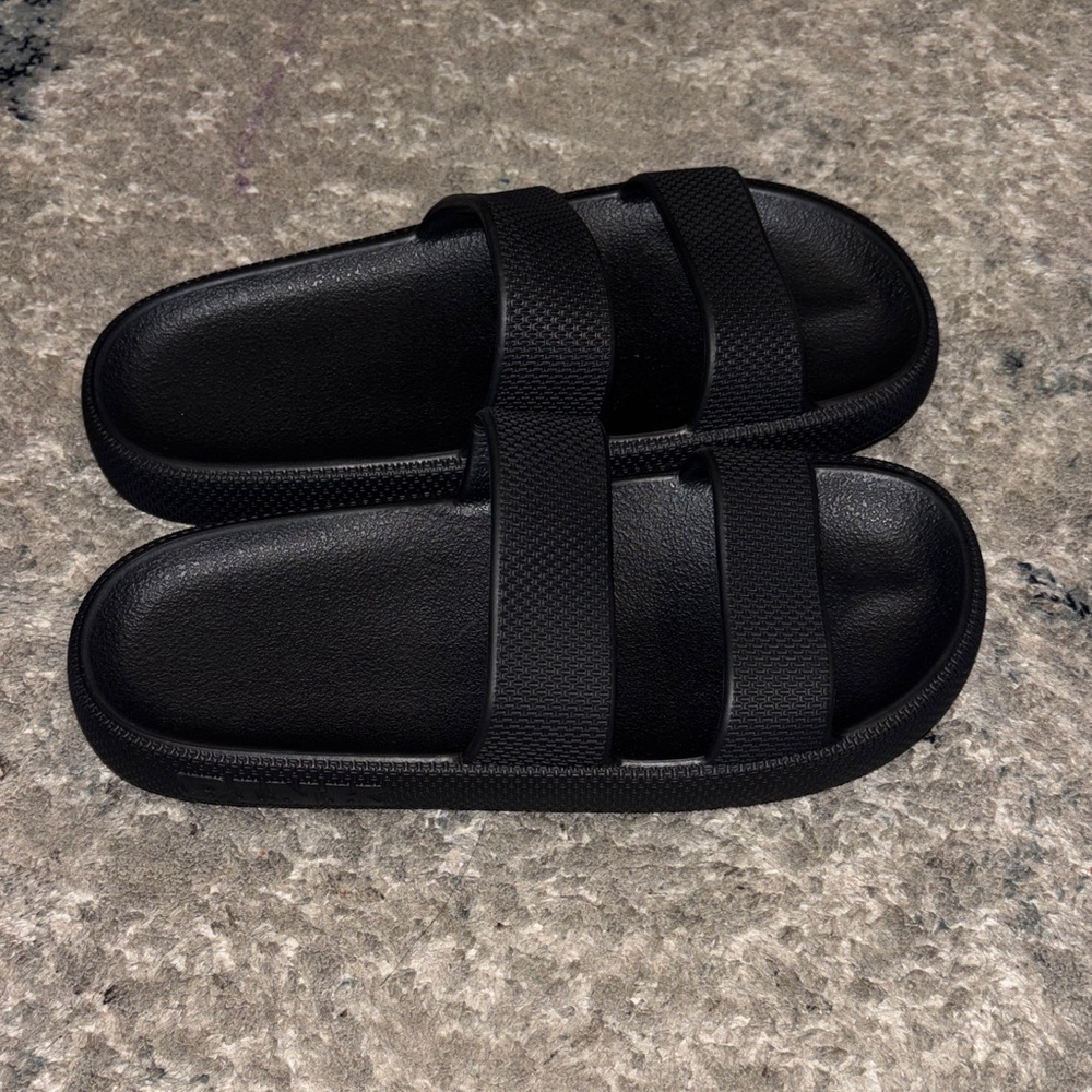 PINK Black Slide Sandals